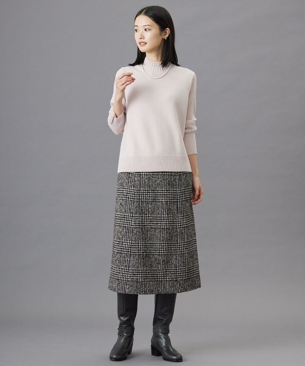J.PRESS LADIES ウールシルクツイードグレンチェック スカート ブラウン系3