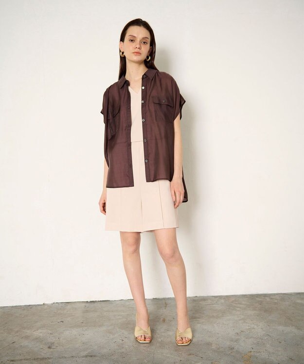 GRACE CONTINENTAL ギャザーシャツ ブラウン