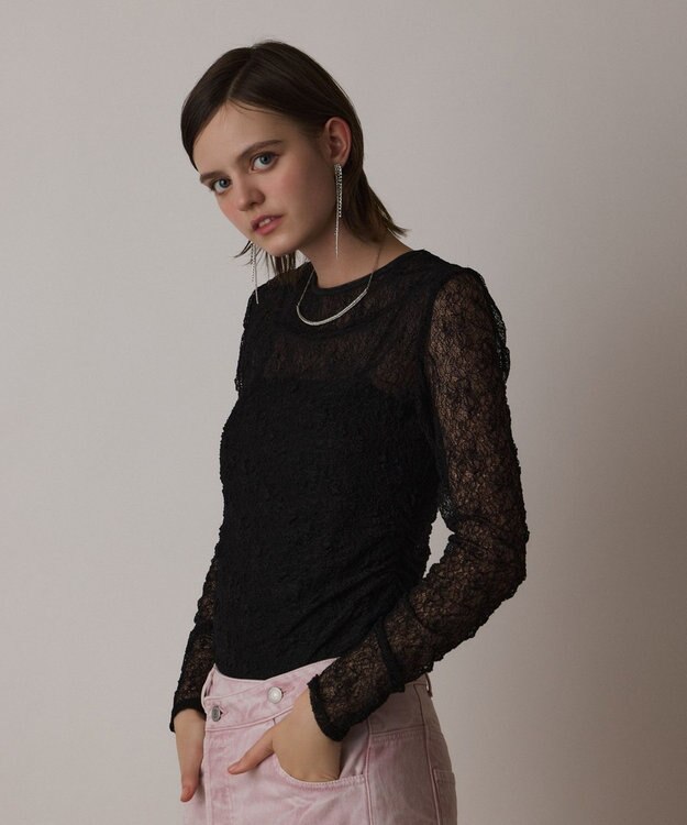 GRACE CONTINENTAL シアーレースカットトップ ブラック