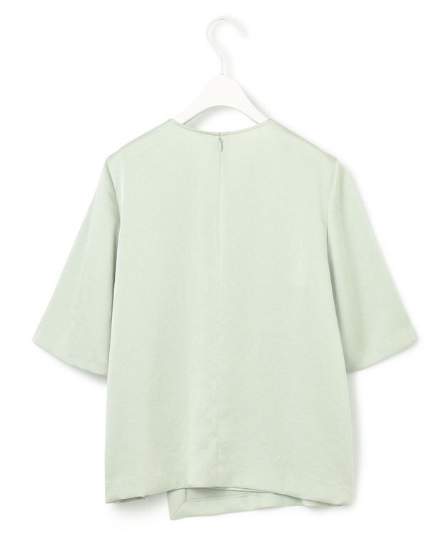 ICB 【WEB限定・洗える】サテンクレープ Tブラウス ピスタチオ系