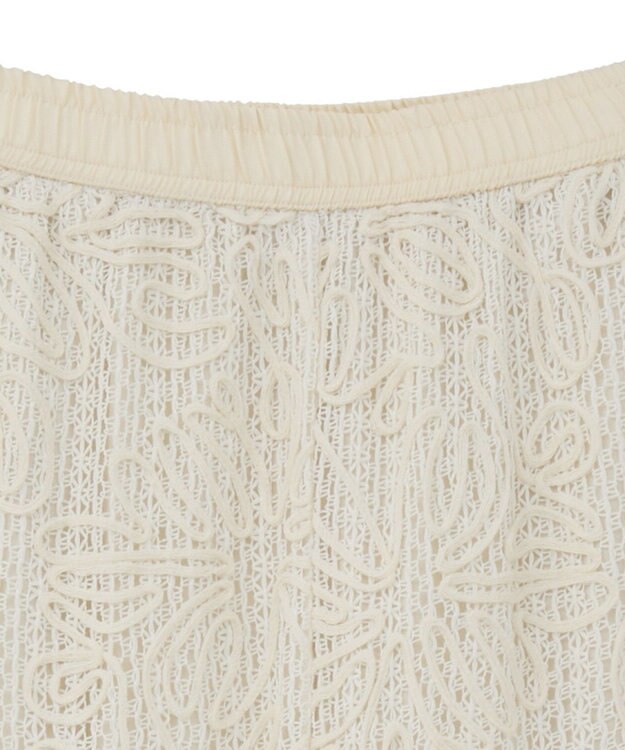 Green Parks コード刺繍　　レースイージーワイドパンツ Ivory