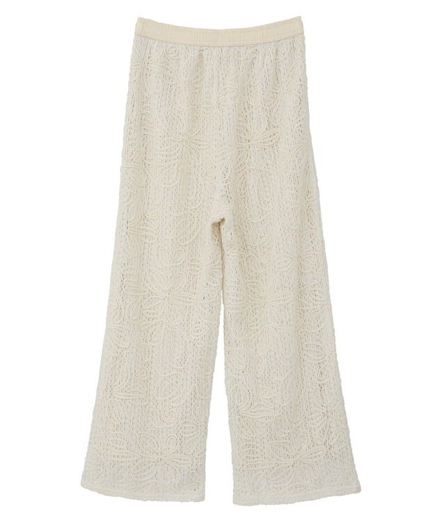 Green Parks コード刺繍　　レースイージーワイドパンツ Ivory