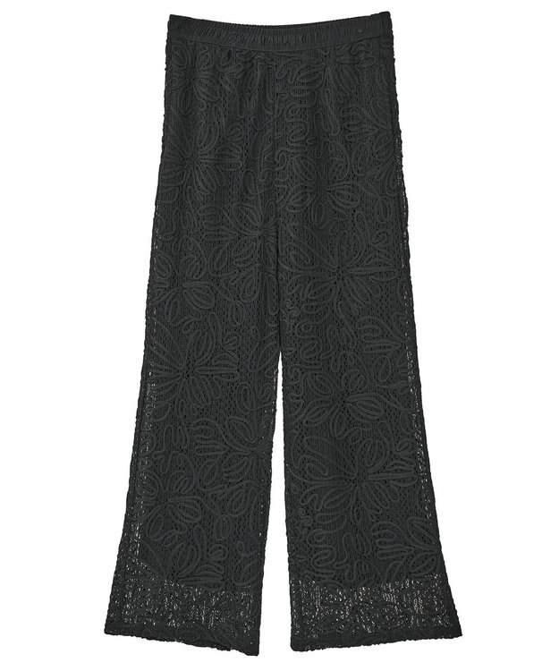 Green Parks コード刺繍　　レースイージーワイドパンツ Black