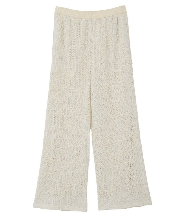 Green Parks コード刺繍　　レースイージーワイドパンツ Ivory