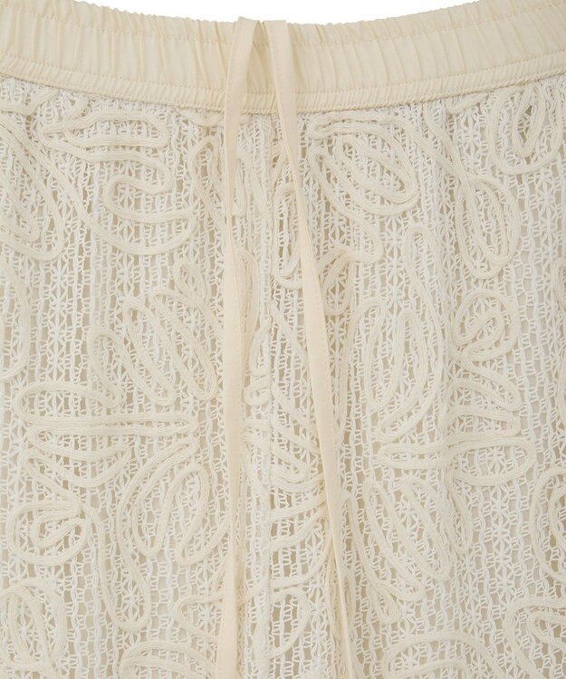 Green Parks コード刺繍　　レースイージーワイドパンツ Ivory