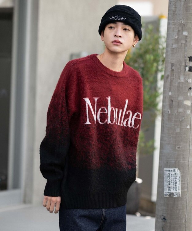 WEGO 【ユニセックス着用ITEM/MLサイズ展開】ファジーグラデーションプルオーバー ワイン