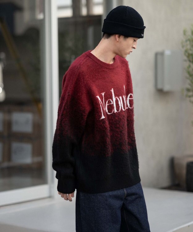 WEGO 【ユニセックス着用ITEM/MLサイズ展開】ファジーグラデーションプルオーバー ワイン