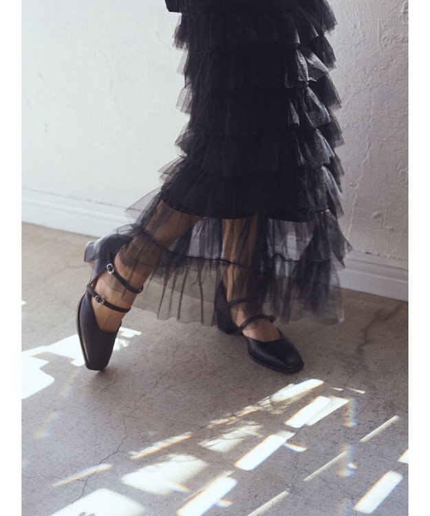 earth music&ecology ティアードフリルチュールスカート Black