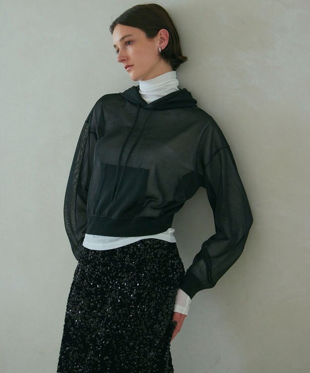 NAVE 【Nave・洗える】シアーニット パーカー ブラック系