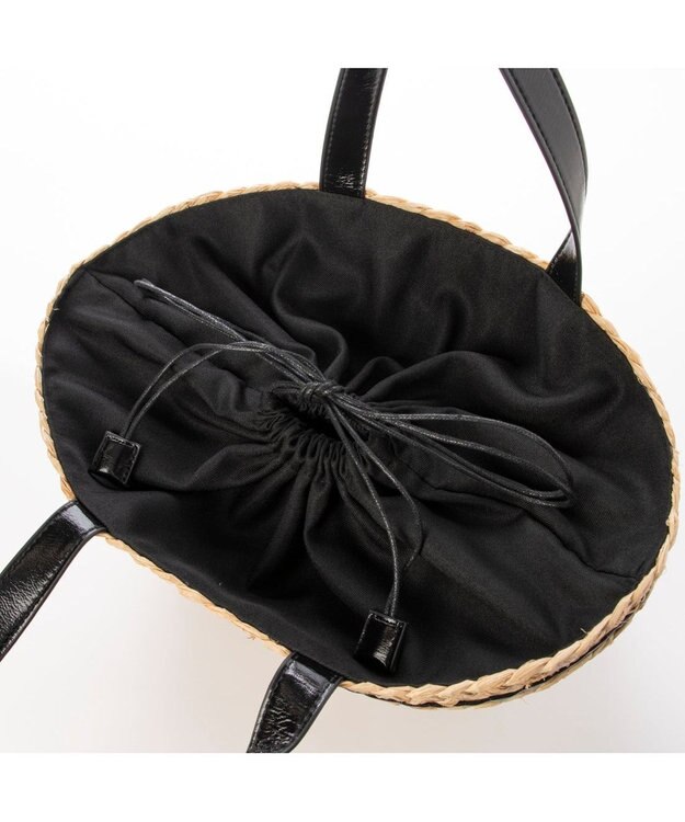 UNBILLION カシュカシュ cachecache / メタリックボーダーラフィアカゴバッグ ブラック