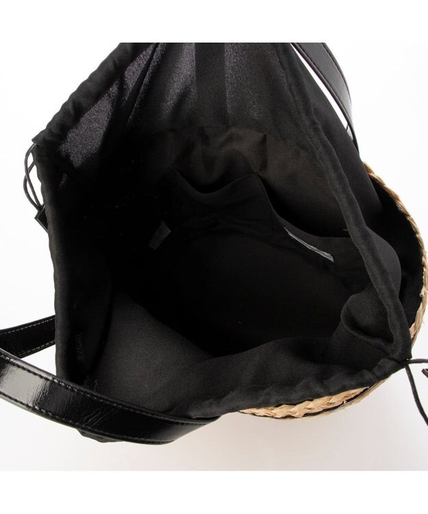 UNBILLION カシュカシュ cachecache / メタリックボーダーラフィアカゴバッグ ブラック