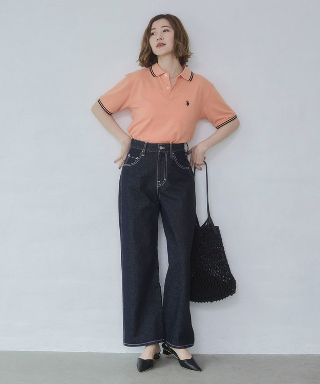 WEGO 【26年春夏新カラー登場/ユニセックス着用ITEM/SMLサイズ展開】U.S. POLO ASSN.別注ラインポロシャツ オレンジ