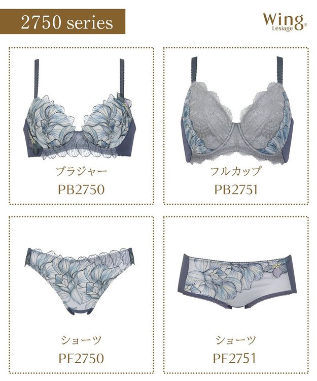 Wing Wing Lesiage　【2750シリーズ】ブラジャー　脇すっきり　ウイング／ワコール　PB2750 グレー
