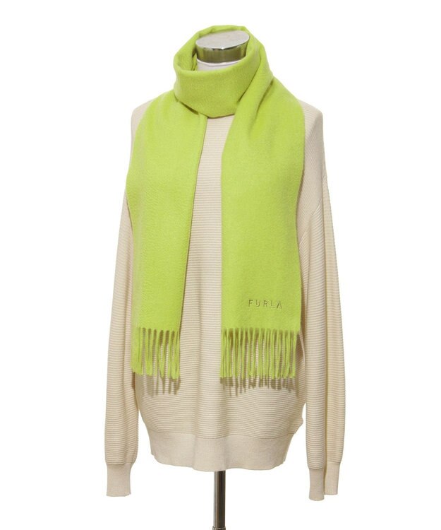 MOONBAT 【洗えるカシミヤ】FURLA カシミヤ100%無地マフラー／幅30cm レモンイエロー