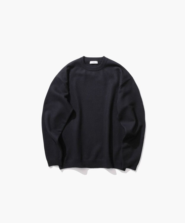 ATON FINE WOOL MELTON | クルーネックセーター - UNISEX BLACK