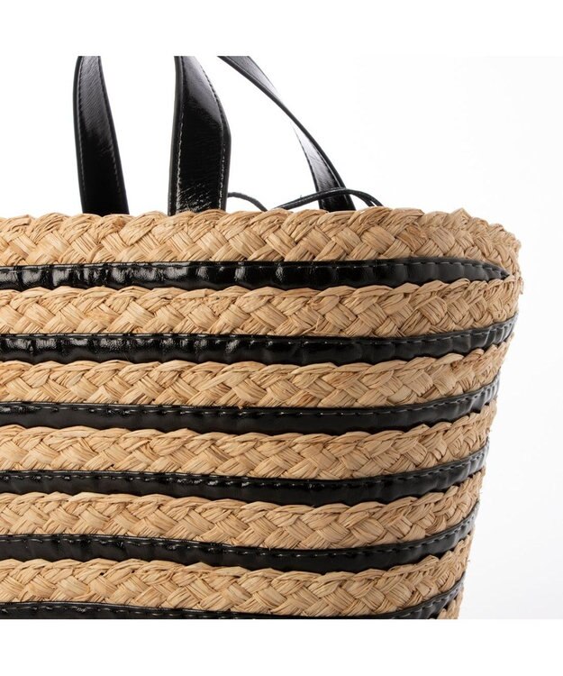 UNBILLION カシュカシュ cachecache / メタリックボーダーラフィアカゴバッグ ブラック