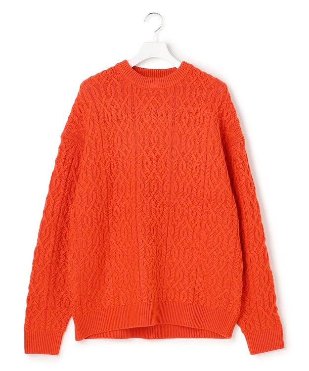 J.PRESS YORK STREET 【UNISEX】アランケーブル クルーネック ニット オレンジ系