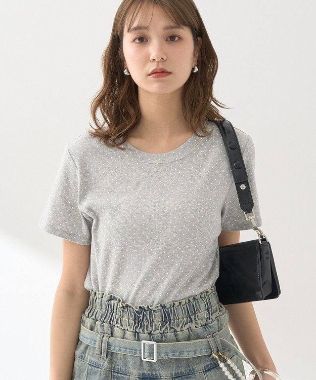 earth music&ecology ドットプリントＴシャツ Gray