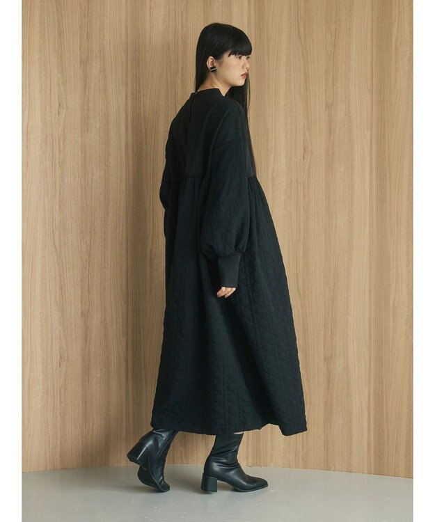 Green Parks armonia．異素材切替ワンピース Black