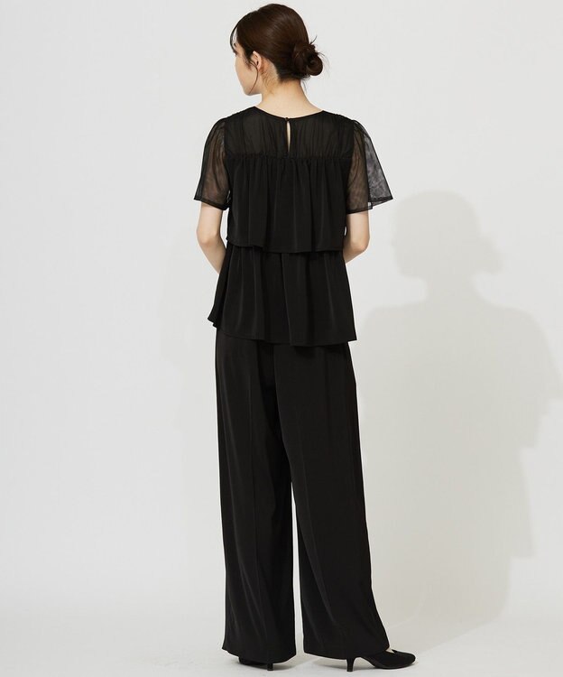 ANY SIS 【洗える】ティアードトップス×ワイドパンツSET ブラック