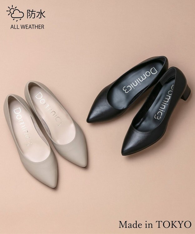 Dominic3 晴雨兼用 ポインテッド レザーパンプス ブラック