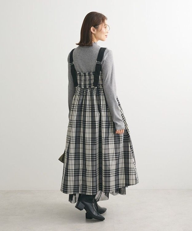 Green Parks ・ＳＵＧＡＲ　ＳＰＯＯＮ　チェックギャザーワンピース Black