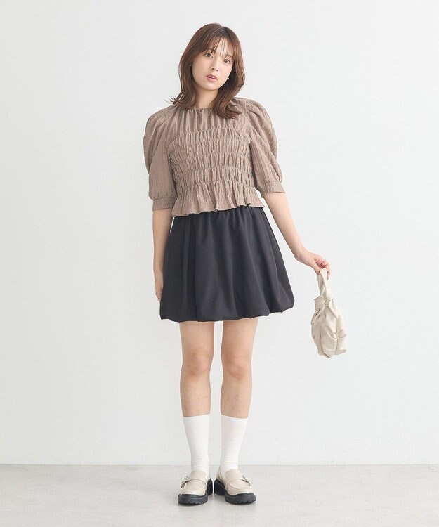 earth music&ecology バルーンミニスカート Black