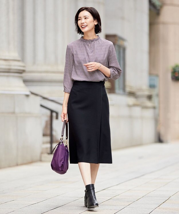 J.PRESS LADIES 【洗える】RELAXIONツイル スカート ブラック系