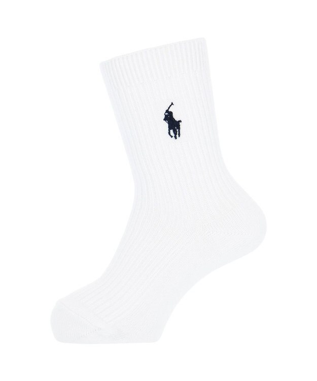 NAIGAI POLO RALPH LAUREN ポロ ラルフ ローレン｜子供 男の子 女の子 キッズ ボーイズ ガールズ｜ワンポイント刺繍 綿混｜リブ クルー丈 スクールソ ホワイト