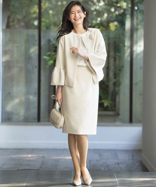 組曲 S 【KUMIKYOKU NAVY】コンフォータブルドレープ コクーンスカート アイボリー系