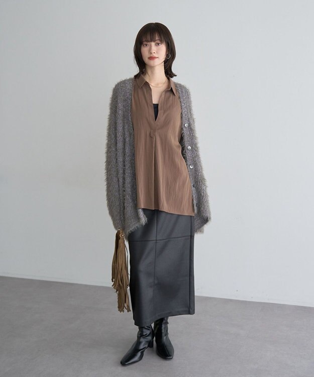 YECCA VECCA スキッパーオーバーシャツ Brown