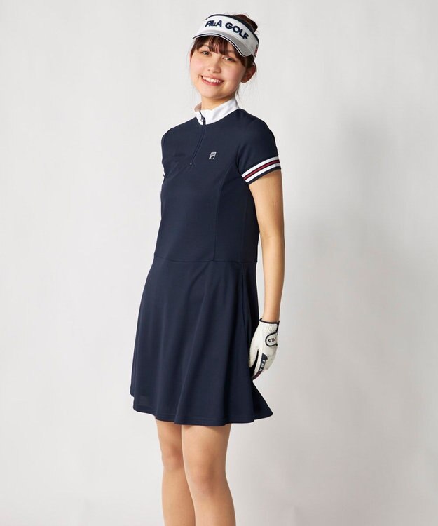 FILA GOLF／marie claire 【FILA GOLF】ハーフジッププリーツワンピース ネイビー