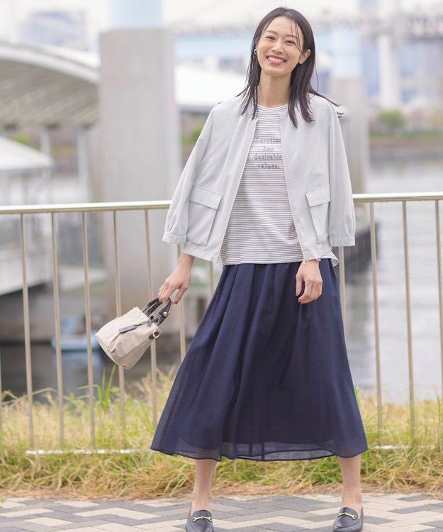 J.PRESS LADIES L 【WEB限定・洗える】ボイルドワッシャー ブルゾン ライトグレー系