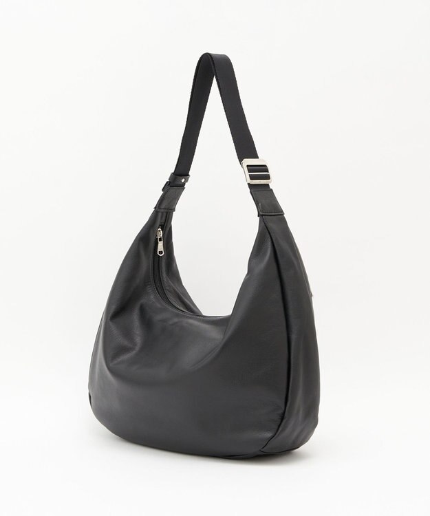 russet ソフトレザーラウンドビッグショルダーバッグ(CE-1325-WEB) Black2（シルバー金具）