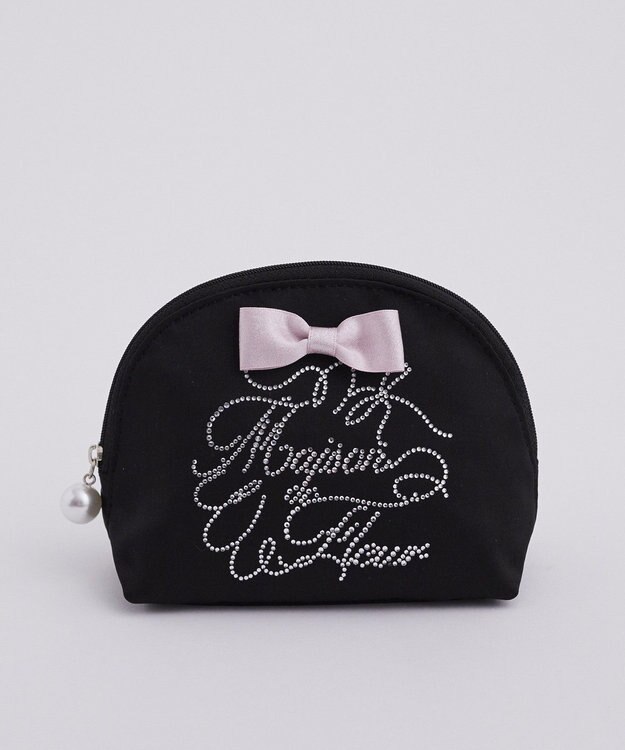 Maison de FLEUR シャイニーリボンラウンドポーチ Black