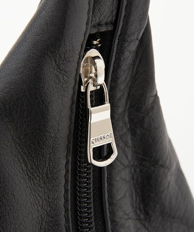 russet ソフトレザーラウンドビッグショルダーバッグ(CE-1325-WEB) Black2（シルバー金具）