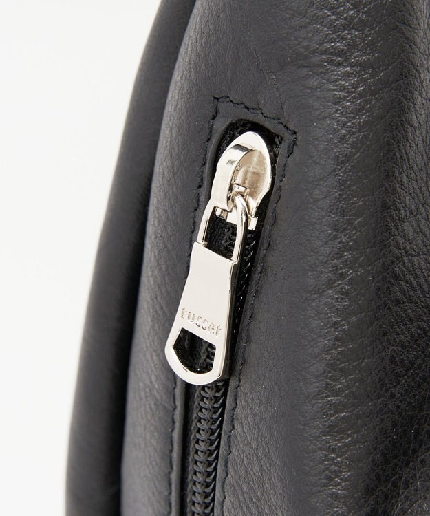 russet ソフトレザーラウンドビッグショルダーバッグ(CE-1325-WEB) Black2（シルバー金具）