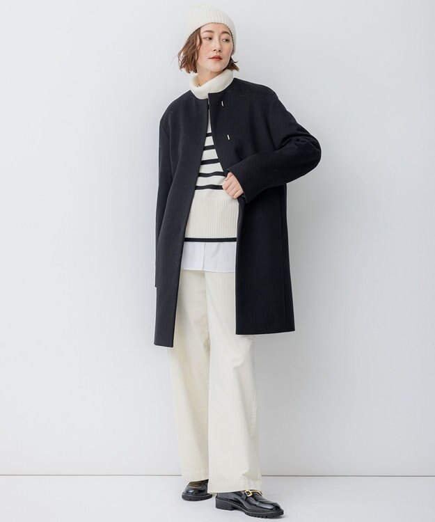 23区 【洗える】23区DENIM ベルベットストレッチ ワイドパンツ オフホワイト