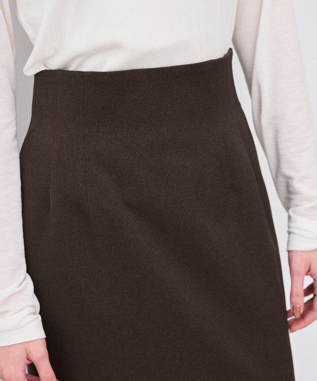 uncrave ウォッシャブルウールライクツイル Iラインスカート ブラウン