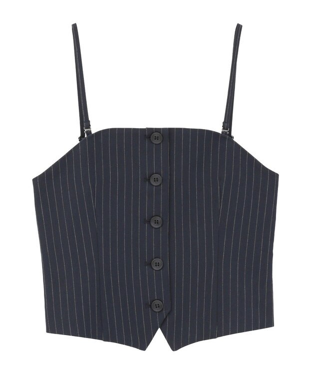 AMERICAN HOLIC 【2WAY】イージーケアフロントボタンビスチェ Stripe Navy