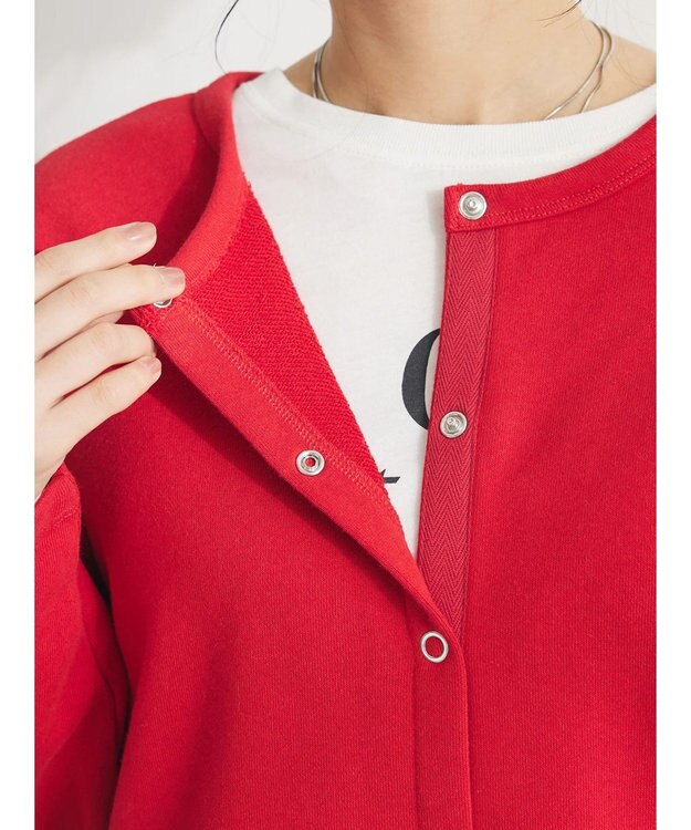 CRAFT STANDARD BOUTIQUE 裏毛リングドットカーディガン Red