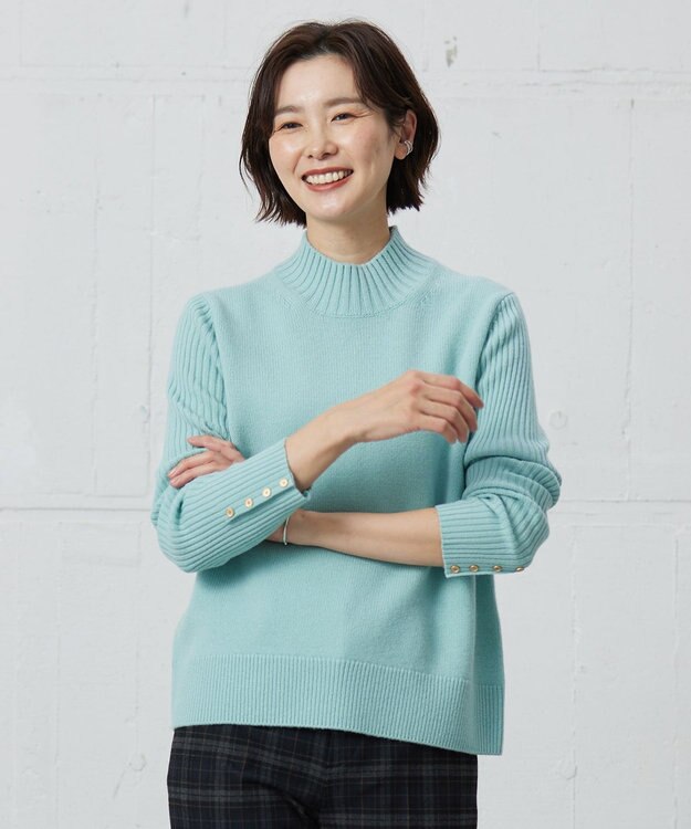 J.PRESS LADIES 【洗える】CASHBIT NEO ハイネックニット ミントブルー系