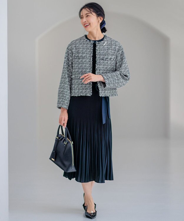 23区 S 【VERYコラボ】シャイニーアムンゼン プリーツ ワンピース ネイビー系