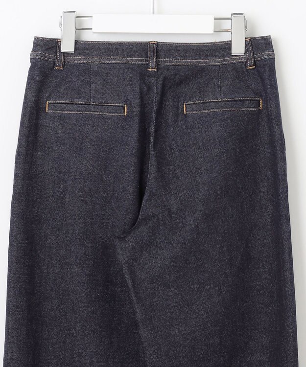 J.PRESS LADIES L 【洗える】 10oz Stretch Denim セミワイド パンツ ネイビー系
