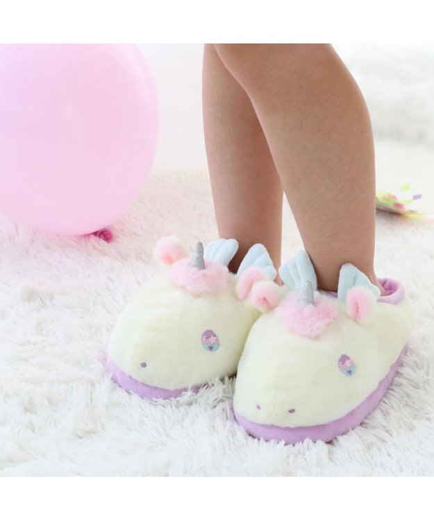 Mother garden マザーガーデン ユニコーン ふわふわ キッズスリッパ  《クリーム》 クリーム