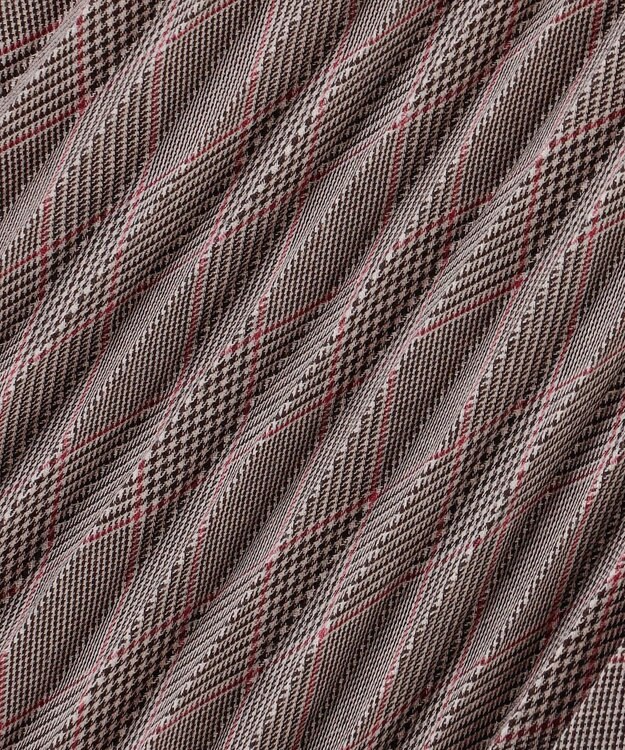 J.PRESS LADIES L 【洗える】テトロンレーヨンビエラ チェック プリーツ スカート ダークブラウン×パープル系