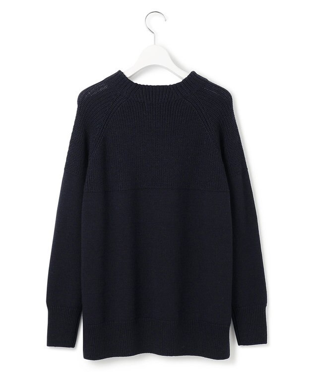 23区 【洗える】ウールコード モックネック 切り替え編み ニット ダークネイビー系