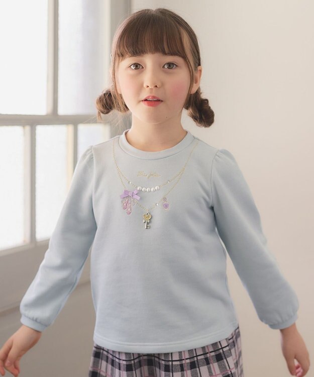 ANY KIDS 【らくっトレーナー】裏毛 ネックレス トレーナー サックスブルー