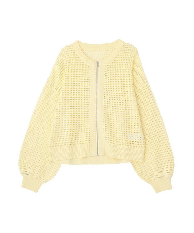 AMERICAN HOLIC 【先行予約】ジップアップメッシュニットカーディガン【WEB限定カラー有り】 Yellow