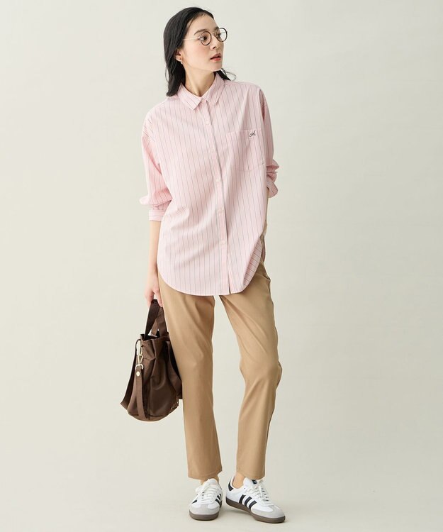 ANY L ＡＮＹオーバーサイズシャツ ピンクストライプ